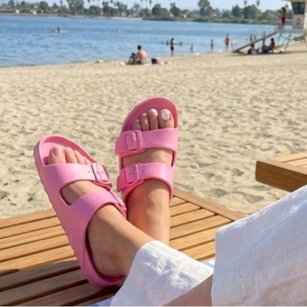 Birkenstock Pink Slide Sandals with Adjustable Straps Sz 40